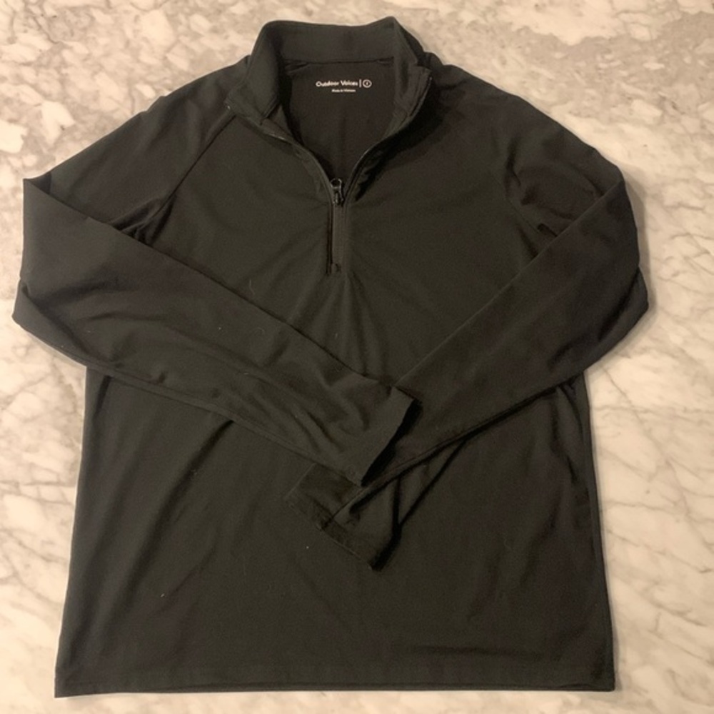 Outdoor voices cloud knit 1/4 zip pullover, black, size small